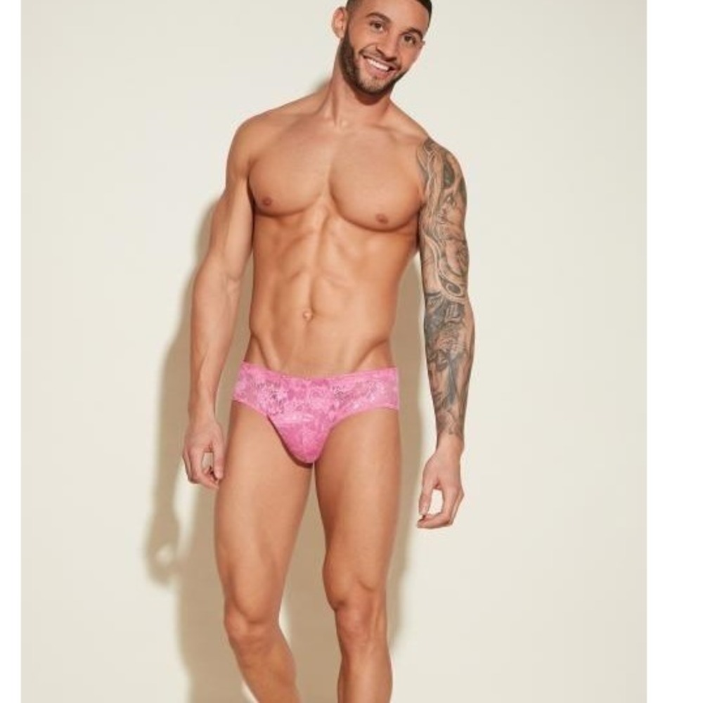 Cosabella Never Say Never Mens Lace Briefs Pink Floral Low Rise Underwear NEW